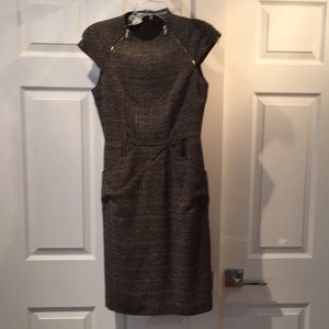 Kay Unger brown tweed dress